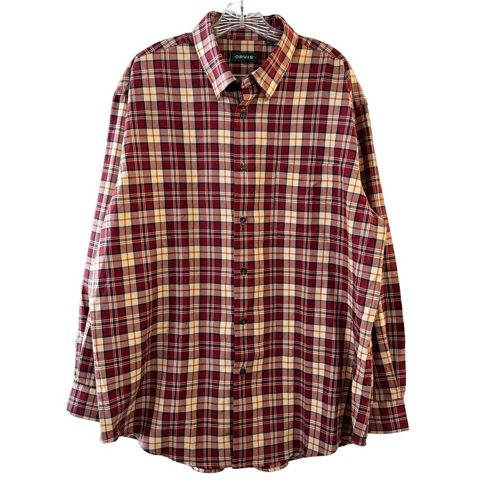 Orvis Wool Blend Plaid Buttton Up Men’s Shirt Size XL